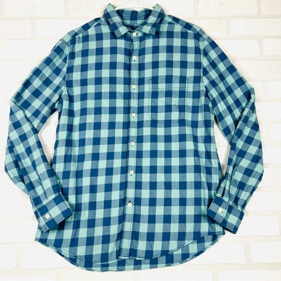 AMERICAN EAGLE MEN BLUE SLIM FIT EVERYDAY BUTTON-UP SHIRT, Super Soft Size Med - Picture 6 of 12
